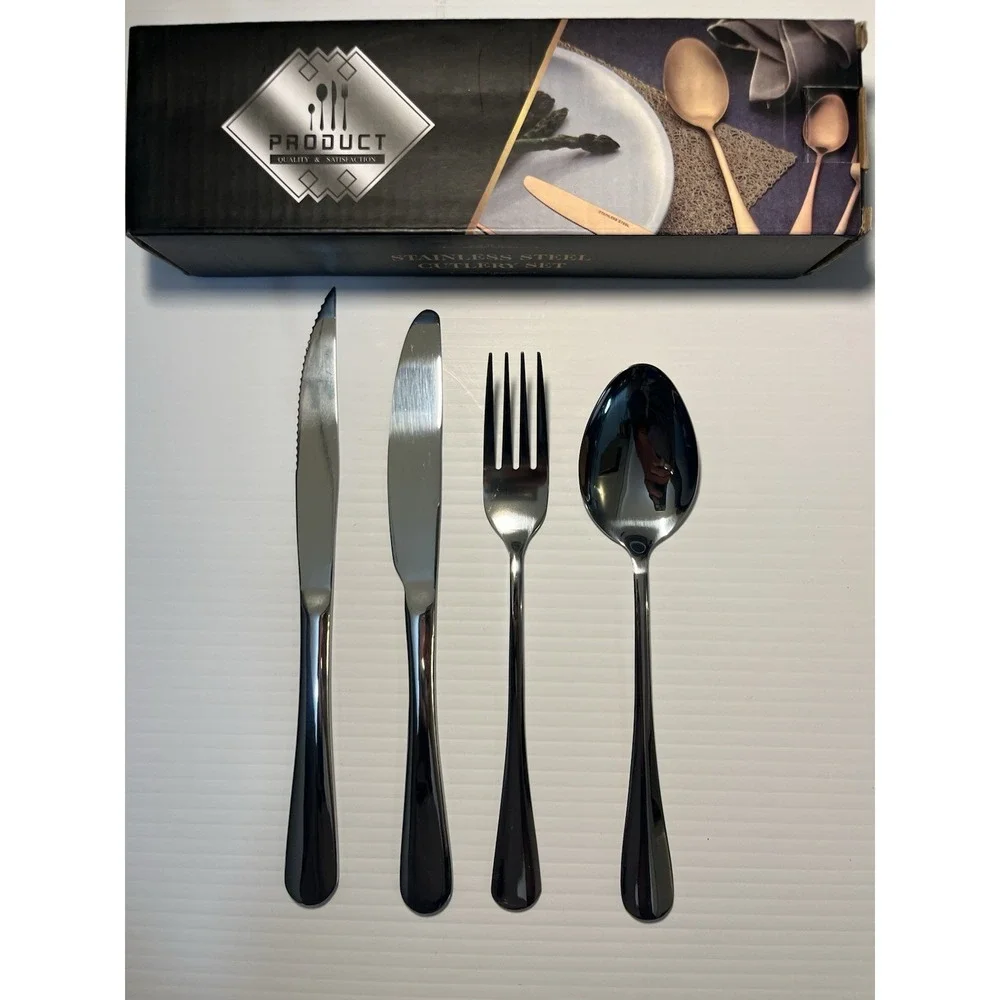 Qinbin 16pc Cutlery Set Silverware College Dorm Necessity NEW